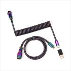 KEYBOARD CABLE KEYCHRON COILED AVIATOR COLORFUL PREMIUM ANGLED (Type-C to Type-C) w/adapter type-A to Type-C, Rainbow black