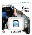 Kingston 64GB SDXC Canvas Go Plus 170MB/s Read UHS-I, C10, U3, V30 Memory Card, SDG3/64GB
