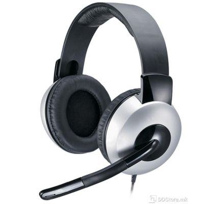 Genius HS-05A Deluxe Full-Size Headset for Comfort, Silver/Black