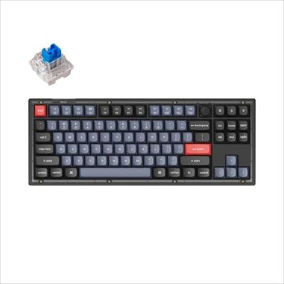 KEYBOARD MECHANICAL KEYCHRON V3 TKL QMK/VIA RGB Keychron K PRO Blue switch, Frosted Black (Translucent), w/knob, V3-C2