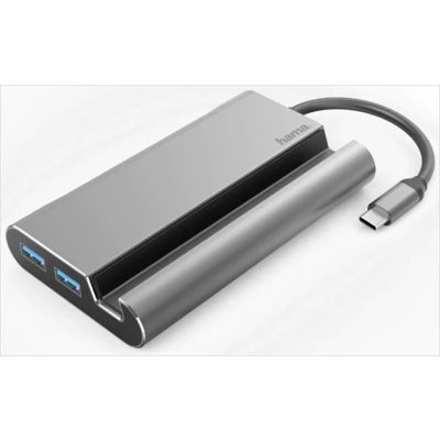 DOCKING STATION TYPE-C 7 in1, HDMI / 3 x USB 3.1 Gen 1 / Type-C / Gigabit Ethernet / VGA/ GRAY/ HAMA 200102
