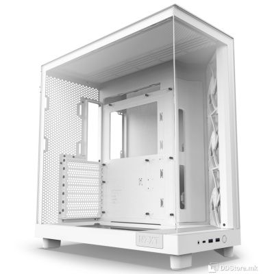 CASE NZXT ATX Mid-Tower H6 FLOW w/WINDOW + side & top MESH 3xF120Q Airflow 120mm fans,1xUSB 3.2 typeC,2x USB 3.2 typeA, Matte White CC-H61FW-01