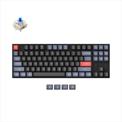 KEYBOARD MECHANICAL KEYCHRON K8 PRO QMK/VIA HS RGB LED TKL Gateron G Pro Blue switch Multi-Device (Wired+Bluetooth), Black, K8P-H2