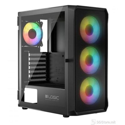 LOGIC PORTOS ARGB Black USB 3.0 MIDI Computer Case, Midi Tower
