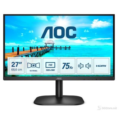 Monitor 27" AOC 27B2AM VA, 75Hz, FHD, HDMI, VGA, Frameless, Speakers