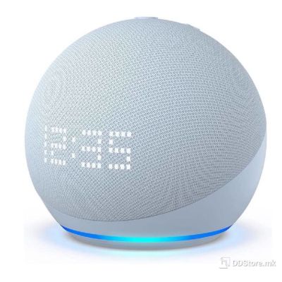 Amazon Echo Dot (5th Gen) with clock, Cloud Blue