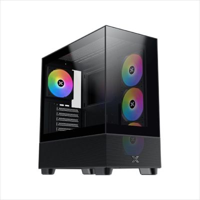 CASE XIGMATEK ATX mid-Tower ENDORPHIN AIR V2 BLACK w/2xTG, Mesh PSU shroud, 4x 120mm S20A ARGB Galaxy II Box & Remote, USB type C, EN41822