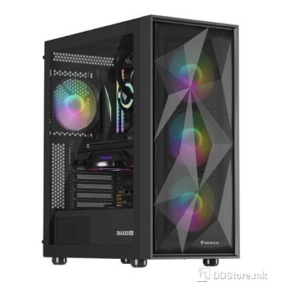 ATX Midi Tower Case Genesis Diaxid 605 Gaming ARGB w/4x ARGB Fans Black