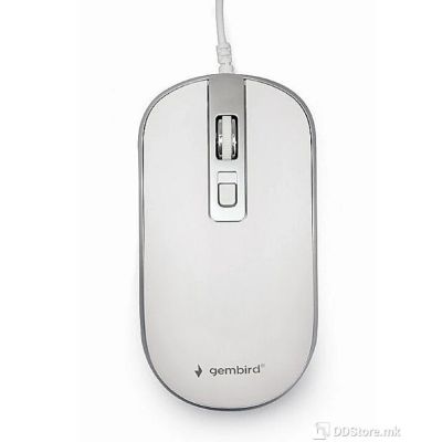Gembird Wired optical mouse, USB, white/silver, PN:MUS-4B-06-WS
