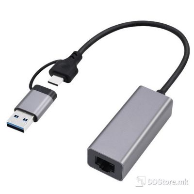USB to RJ-45 2.5G Gigabit Network Adapter Space Grey Type-A+C