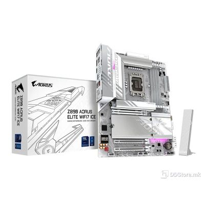 MB Gigabyte Z890 AORUS ELITE WIFI7 ICE LGA1851 DDR5 9200MHz OC/4xM.2/BT 5.4/2.5Gb/PCIe5.0/HDMI/DP