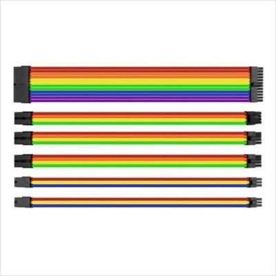 EXTENSION PSU KIT THERMALTAKE TTMOD ATX 24-pin, CPU 4+4-pin, PCI-E 8-pin x2, PCI-E 6-pin x2, w/cable comb RAINBOW (RED/ORANGE/YELLOW/GREEN/BLUE/VIOLET)  AC-049-CN 1NAN