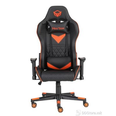 Meetion CHR14 Gaming Chair – Black & Orange, Leather, Adjustable Armrest