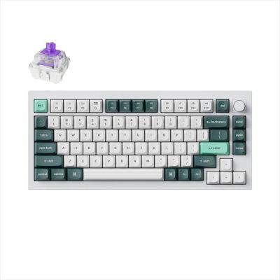 KEYBOARD MECHANICAL KEYCHRON Q1 HE QMK/VIA RGB Al. body, 75% HS Gateron Nebula switch, 2.4 GHz & BT, Shell White, w/knob, Q1H-P1
