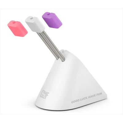 MOUSE ACCESSORY BUNGEE FRAGON - TOWER, w/ 3 colorful clips, WHITE