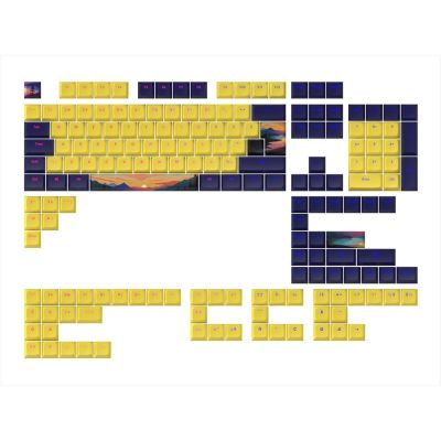 KEYBOARD MECHANICAL KEYCAPS DARK PROJECT SUNSET PBT ,(ANSI & ISO LAYUOT 177PCS), Yellow/|Blue, KS-1030