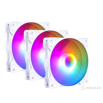 Case Fan 120x120x25 SAMA 3 in 1 Fixed RGB LED White w/Fan HUB