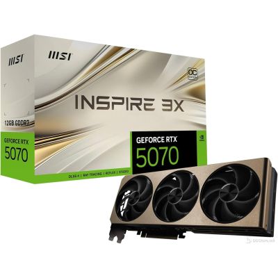 GIGABYTE GRAPHIC CARD RTX 5070 12GB MSI Inspire 3X OC GDDR7 3 Fan, 6144 cores, 2542 MHz, 192 bit, PCI Express x16 5.0, 1x HDMi, 650 W