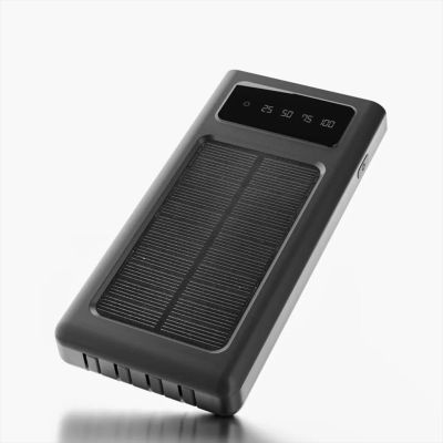 POWER BANK EXTRALINK EPB-091 10000mAh w/digital display, LED torch, Dual input (Micro-USB, USB-C) /output( 2xUSB-A), IPX4, w/solar panel, x4 cables included (USB-A, microUSB, Type-C, Lightning), Black
