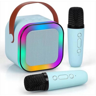 SPEAKERS BLUETOOTH EXTRALINK MINI KARAOKE SET FOR KIDS, x2 MICS+SPEAKER RGB, (BT, AUX, SD CARD) BLUE