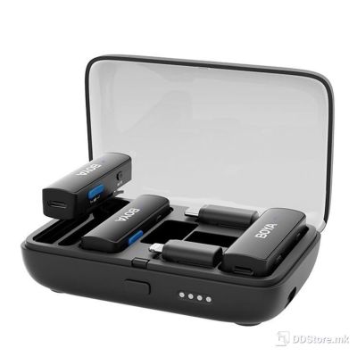 MICROPHONE WIRELESS SYSTEM BOYA LINK ALL IN ONE, 2xMIC, USB-C, Lightning, and 3.5mm receiver, black