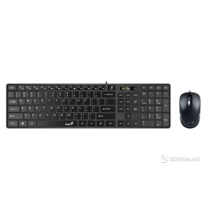 Genius Keyboard + Mouse SlimStar C126 combo, AI Copilot, USB Wired, Black