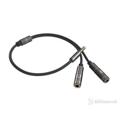 Cable Stereo Plug 3,5mm 4pin to Double Stereo Sockets 3,5mm 0.2m Audio PS4 Black Thul 200 Genesis
