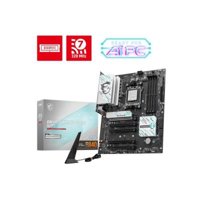 MB AM5 B840 GAMING PLUS WIFI MSI 4xDDR5 8000Mhz (O.C), HDMI, 1x PCI-Ex16 5.0,1x PCI-Ex4 4.0, 3x PCI-Ex1 3.0, 2xM.2,4xSATA3, 2.5G LAN, Wi-Fi 7,BT 5.4, 7E57-002R