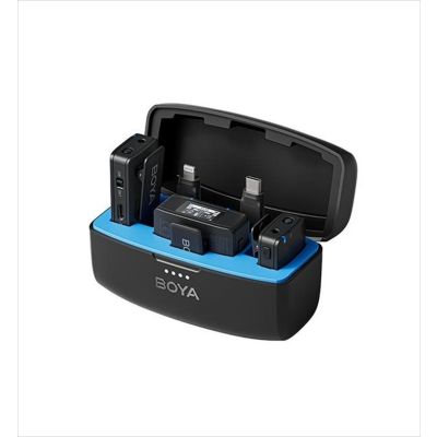MICROPHONE WIRELESS SYSTEM BOYA BOYAMIC, 2xMIC, USB-C, Lightning, 3.5mm receiver, black