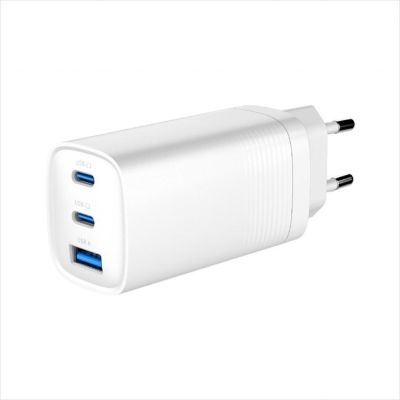 PHONE CHARGER FAST GEMBIRD 3-PORT (USB-A/2xUSB-C) GaN 67W, TA-UC-PDQC65-01-W