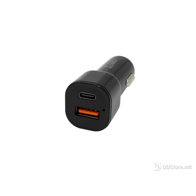 USB Universal Car Charger SBOX Dual USB 3.0 Type-C/Type-A 38W Black