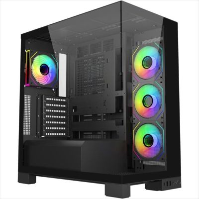 CASE FSP ATX Mid-Tower M540-BA, 4x120mm reverse PWM ARGB, w/Dual-glass panels, Black, POC0000274