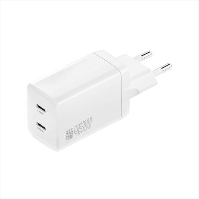PHONE CHARGER 4SMARTS GaN PDPlug 2x Type-C 45W (no cable included), White, 540400