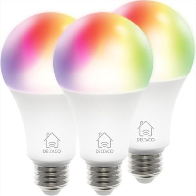 LED BULB SMART DELTACO E27 RGB, 9W, 810lm, DIMMABLE White, 3-pack SH-LE27RGB-3P
