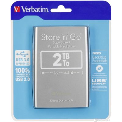 Verbatim External HDD 2.5" 2TB USB 3.0 Store n Go, Silver