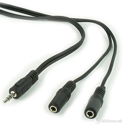 Cable Stereo Plug 3,5mm to Double Stereo Sockets 3,5mm 10cm audio Black