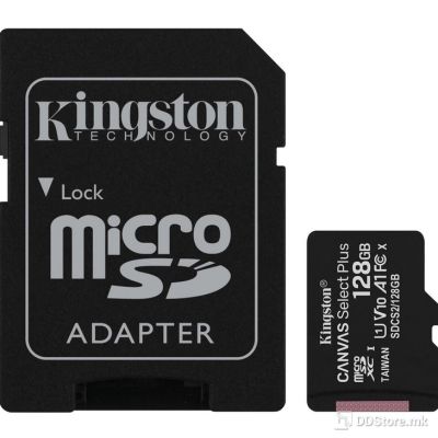 Kingston 128GB microSDHC Canvas Select 100R CL10 UHS-I Card + SD Adapter