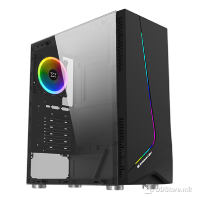 XIGMATEK EROS ATX mid-Tower w/Tempered glass , Rainbow LED Front Panel, 1x120mm LED RGB fan, w/o OD DVD slot, EN43378