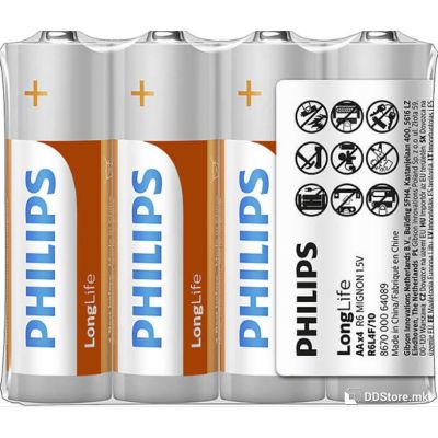 Batteries Philips LongLife AA Zinc 4pack