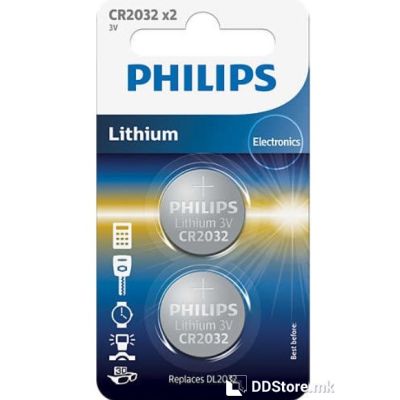 Batteries Philips CR2032 3V 2pcs Lithium
