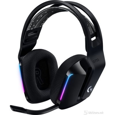 LOGITECH Gaming-Headset G733 Wireless LIGHTSPEED RGB w/microphone 981-000864, Black