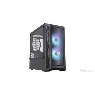 CoolerMaster Case MasterBox MB311L ARGB, Mini Tower, Black, Tempered Glass, Димензии: 435.5 x 217.5 x 410mm, Тежина: 5.47kg, Micro ATX,