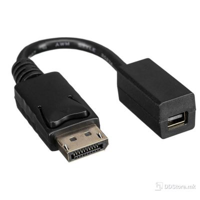 Power Box Mini DP Male to DP Female Adapter, Gold palted, Supports 4K Ultra HD Resolution, Black