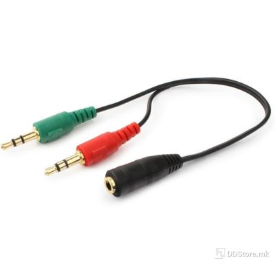 Cable Stereo Socket 3,5mm 4pin to Double Stereo Plug 3,5mm 0.2m audio Gembird Black