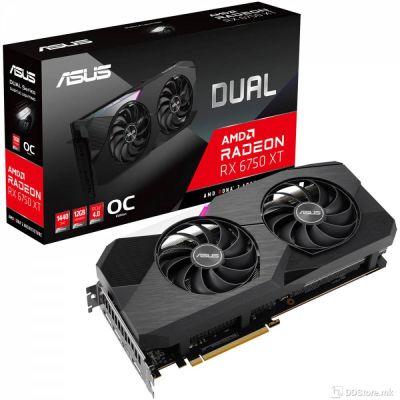 ASUS DUAL-RX6750XT-O12G, Radeon RX 6750 XT, PCI Express 4.0, OpenGL4.6, Video Memory: 12GB GDDR6, Engine Clock: OC mode : up to 2638 MH