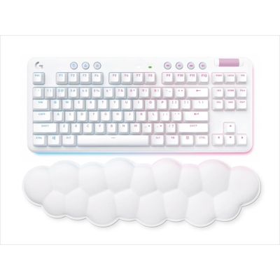 LOGITECH G715 LIGHTSPEED WIRELESS TKL RGB GX TACTILE WHITE MIST, w/bluetooth+ palm rest, 920-010465