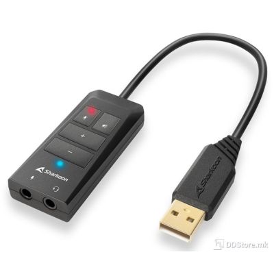 USB to Audio Adapter Sharkoon SB2 w/Mic Jack - External HD Sound Card, Surround Effects