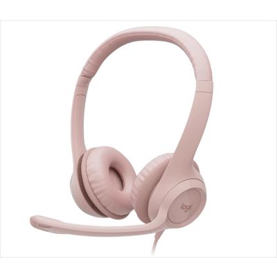 HEADPHONES LOGITECH H390 USB Rose w/Microphone 981-001281